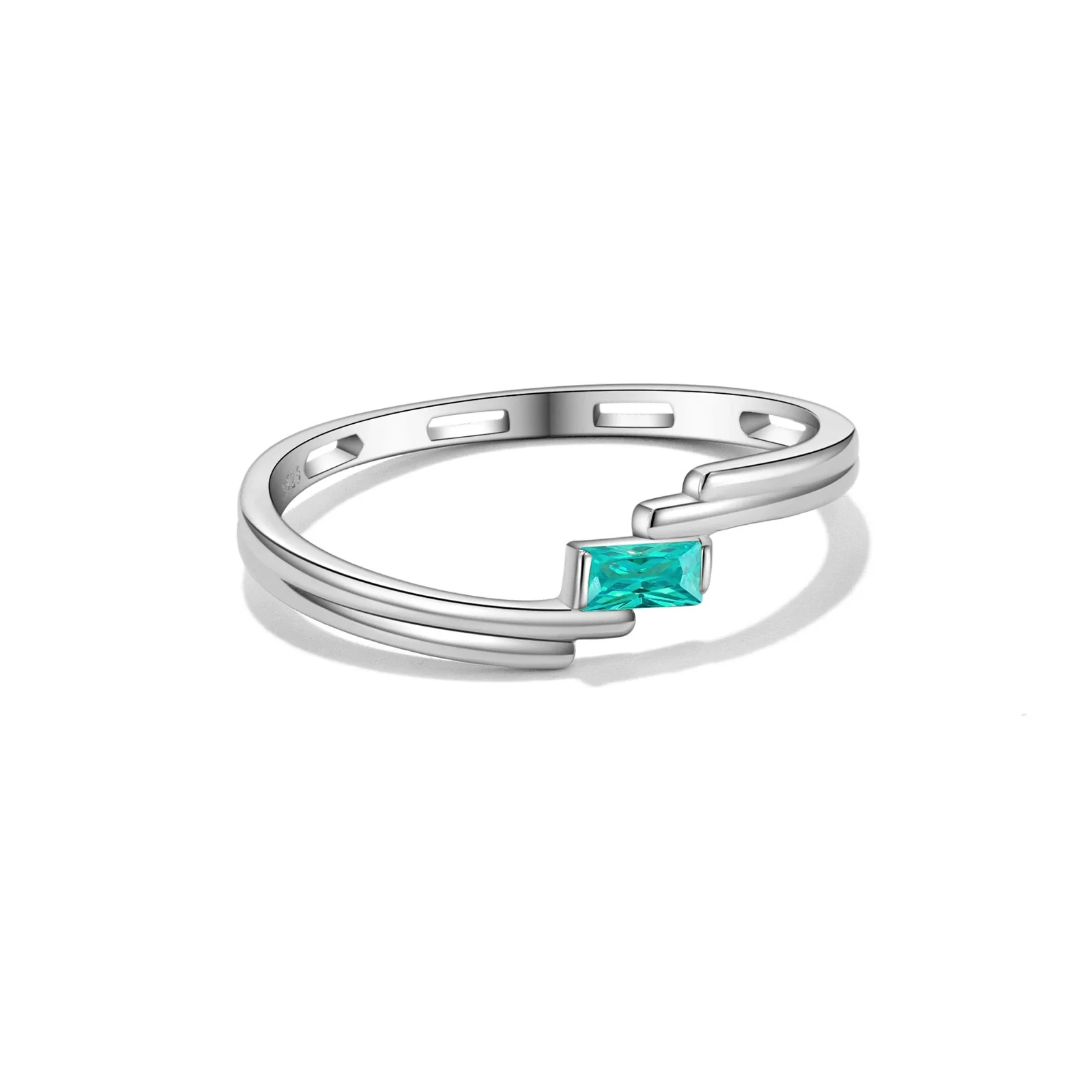 Wholesale Women's Unisex S925 Sterling Silver Square Geometric Ring With Electroplating Platinum And 18K Gold - Image 5