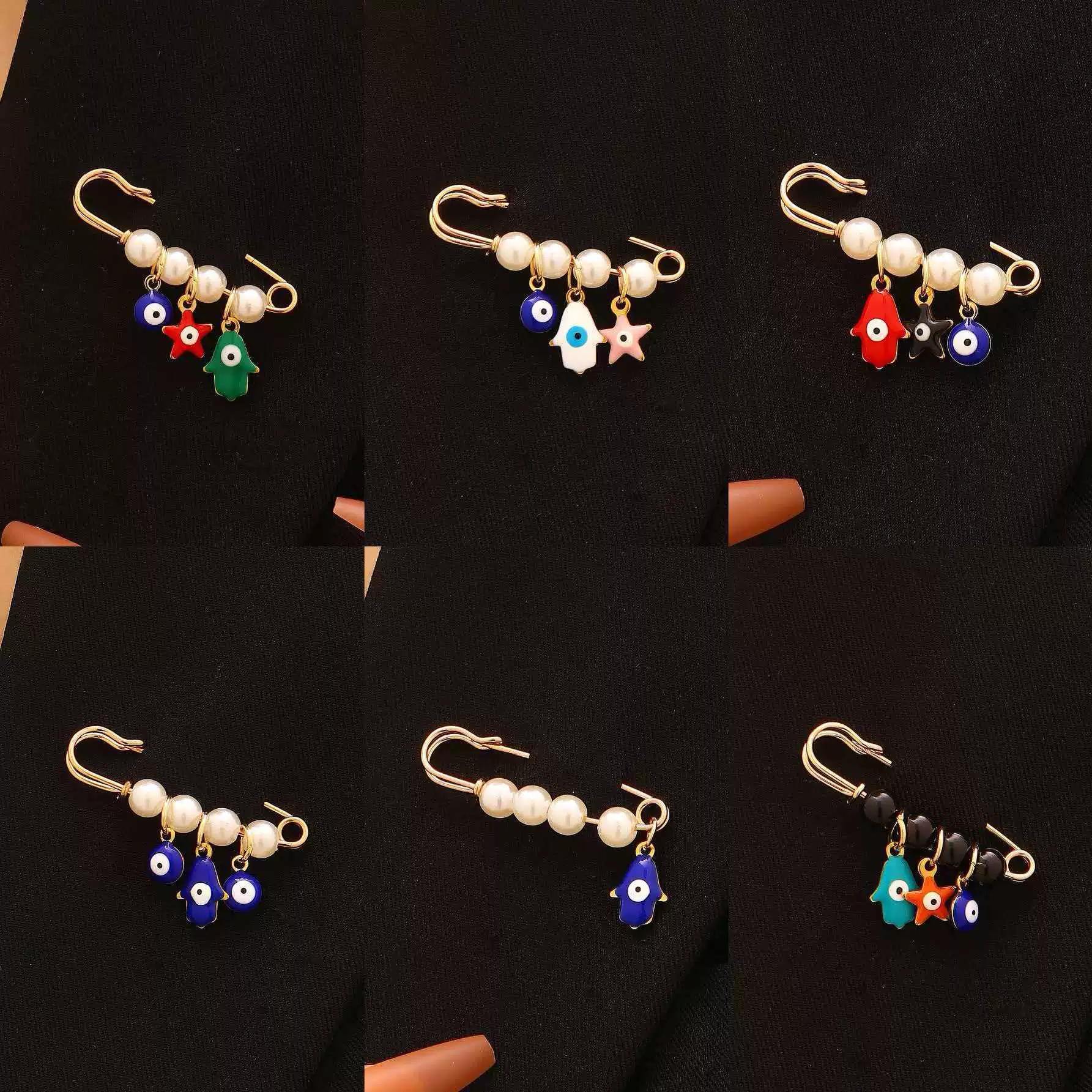 Wholesale Women's Vintage Geometric Drip Oil Iron Devil's Eye Brooch Pin