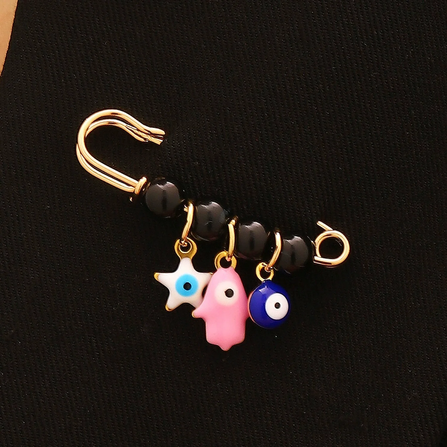 Wholesale Women's Vintage Geometric Drip Oil Iron Devil's Eye Brooch Pin - Image 10