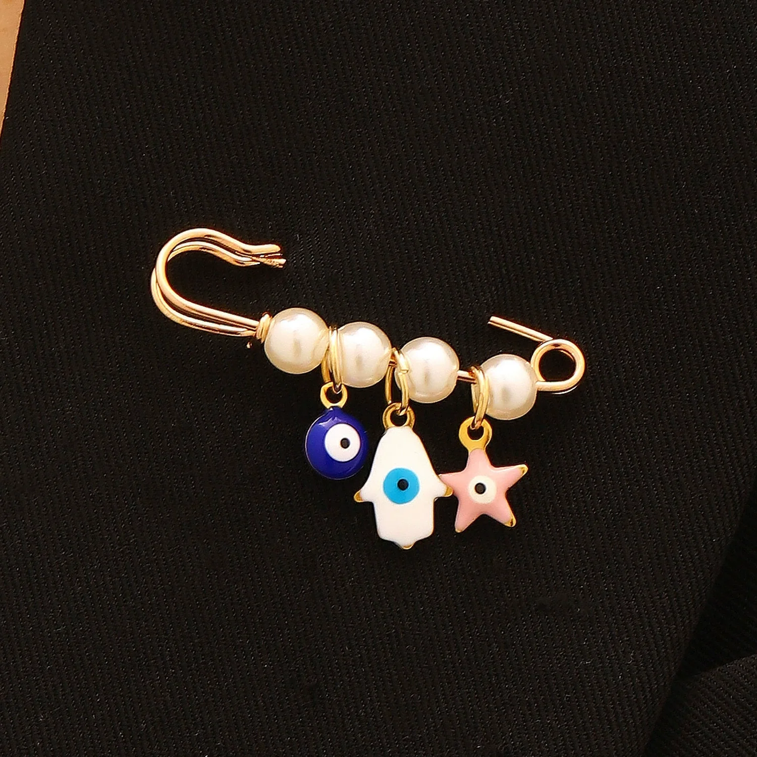 Wholesale Women's Vintage Geometric Drip Oil Iron Devil's Eye Brooch Pin - Image 11