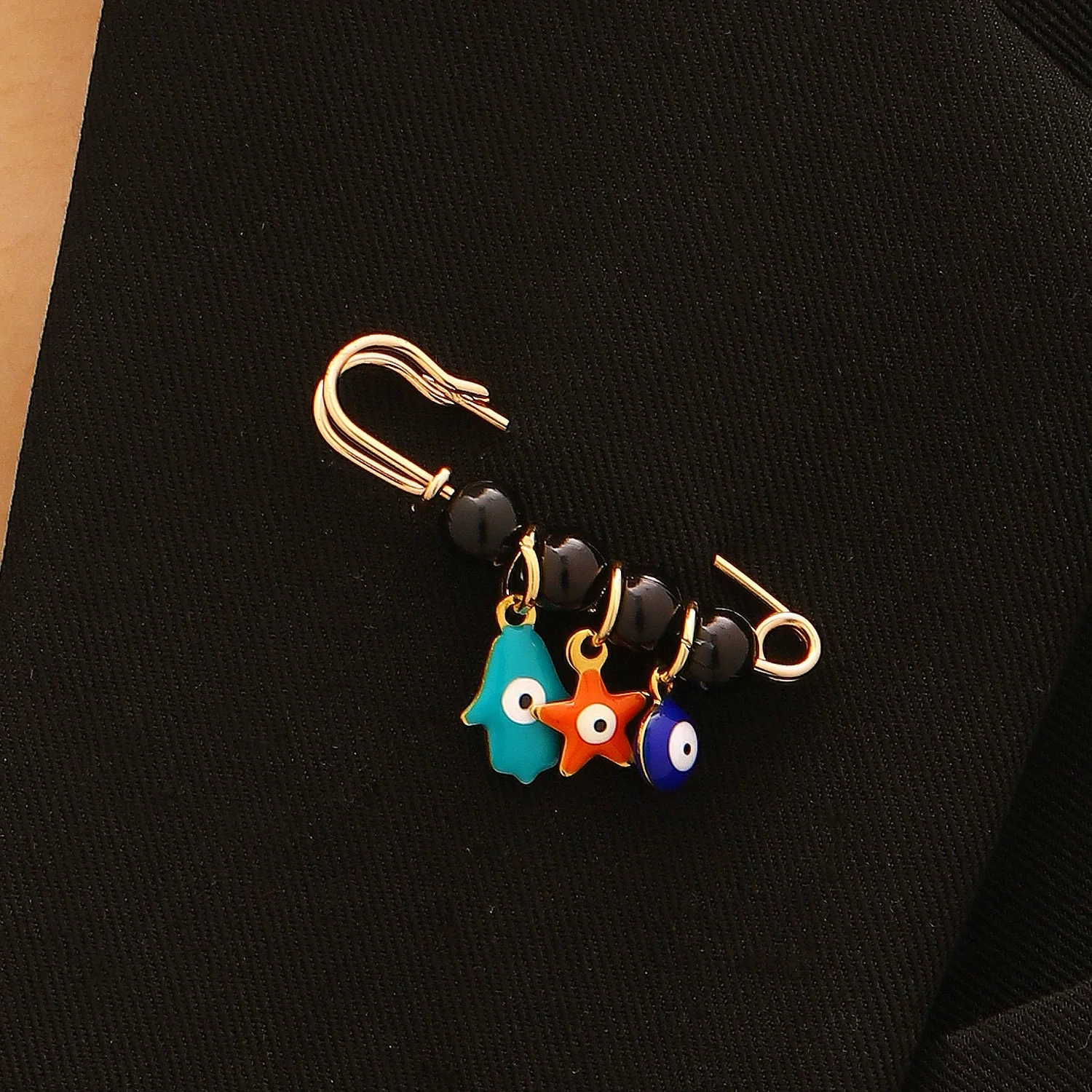 Wholesale Women's Vintage Geometric Drip Oil Iron Devil's Eye Brooch Pin - Image 12