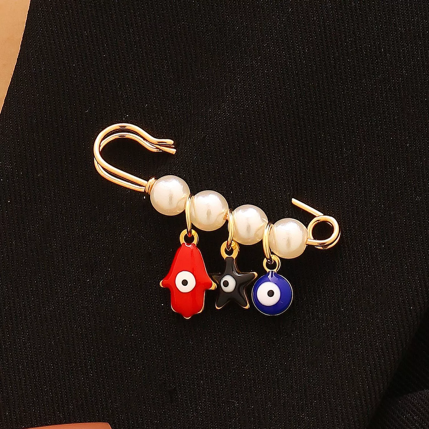 Wholesale Women's Vintage Geometric Drip Oil Iron Devil's Eye Brooch Pin - Image 13