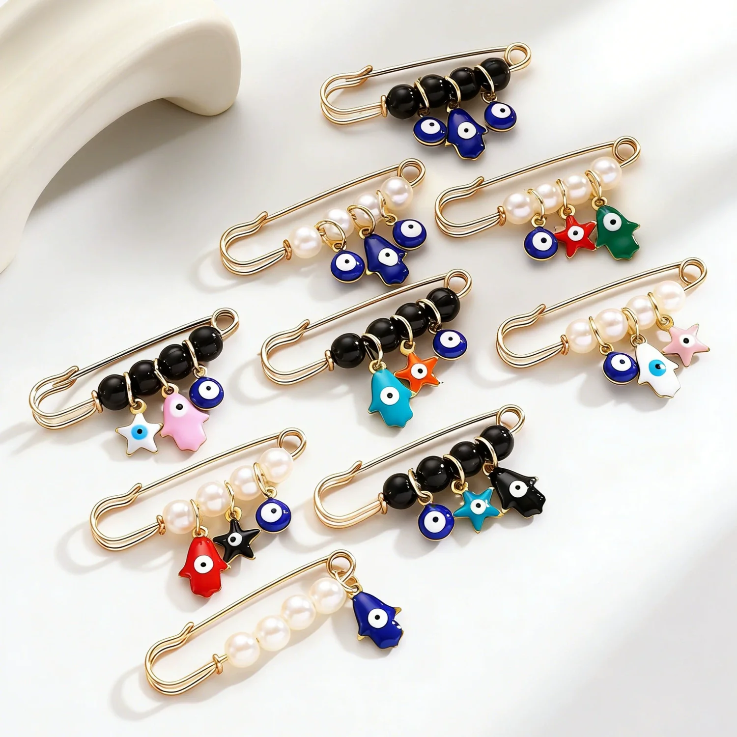 Wholesale Women's Vintage Geometric Drip Oil Iron Devil's Eye Brooch Pin - Image 3