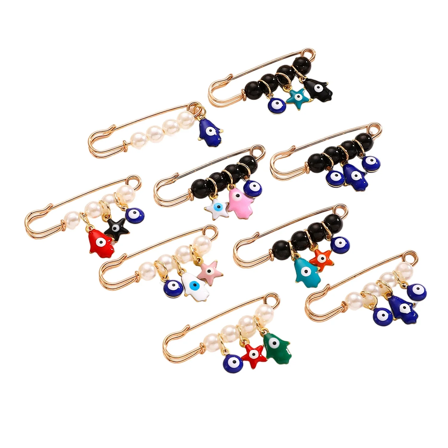 Wholesale Women's Vintage Geometric Drip Oil Iron Devil's Eye Brooch Pin - Image 5