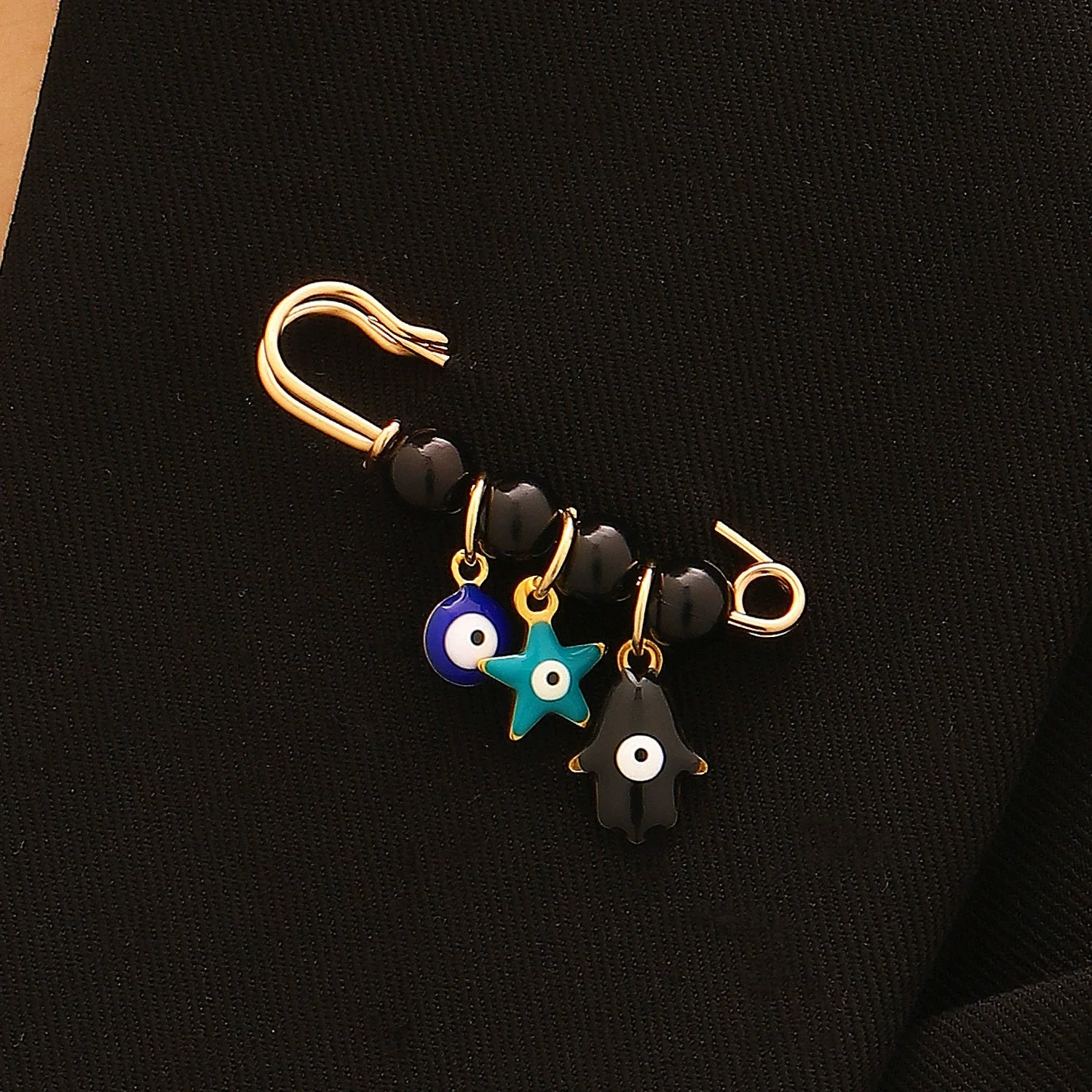 Wholesale Women's Vintage Geometric Drip Oil Iron Devil's Eye Brooch Pin - Image 8