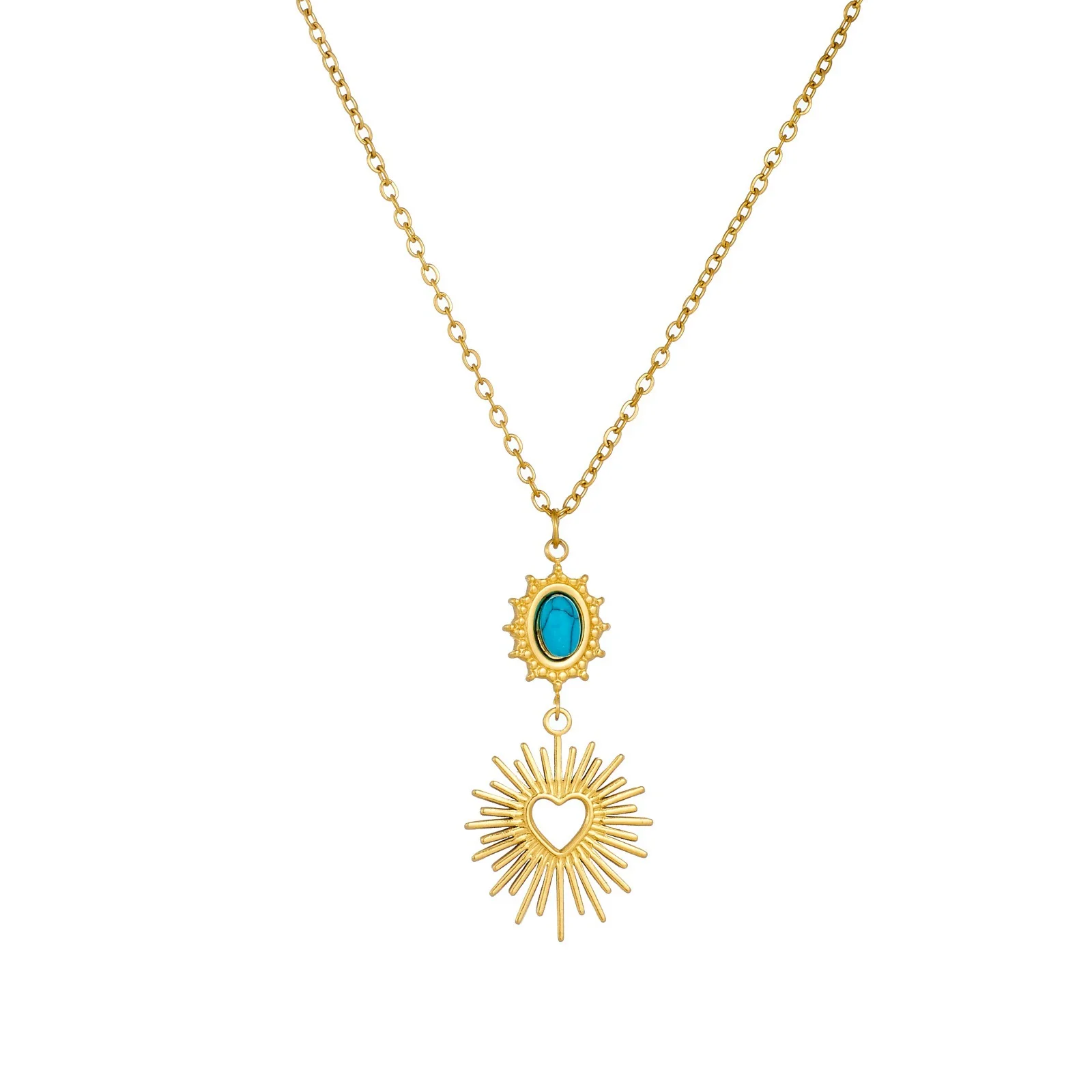 Wholesale Women's Vintage Style Stainless Steel Electroplated Jewelry Set With Heart Water Drop And Bell Patterns Earrings Necklaces And Bracelets - Image 5