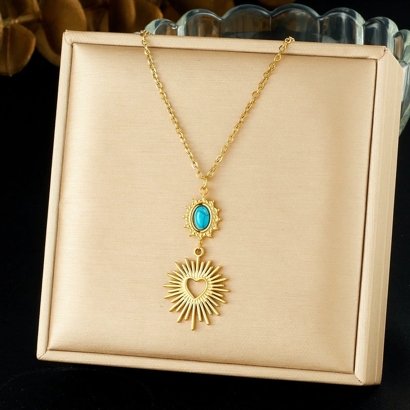 Wholesale Women's Vintage Style Stainless Steel Electroplated Jewelry Set With Heart Water Drop And Bell Patterns Earrings Necklaces And Bracelets - Image 6