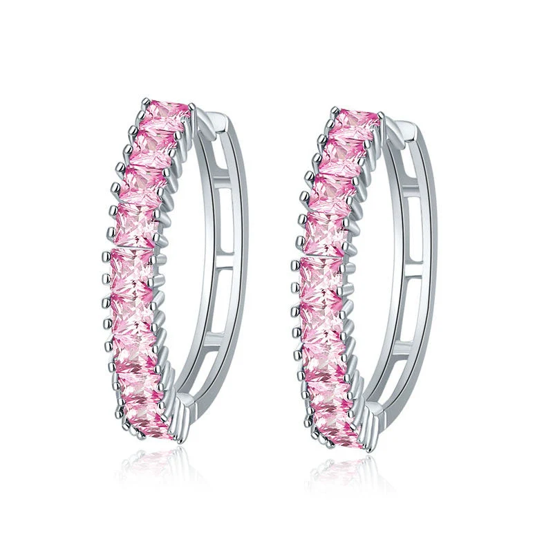 Wholesale Women's Zircon Earrings With Large Circle Shape And Single Row Crystal Featuring Flower Pattern And Electroplating Treatment - Image 11