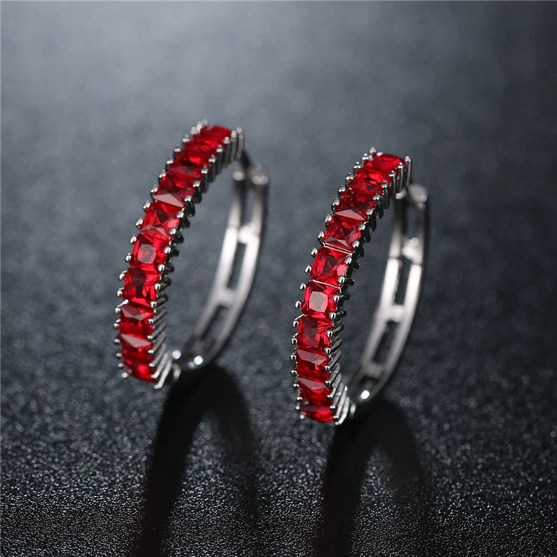 Wholesale Women's Zircon Earrings With Large Circle Shape And Single Row Crystal Featuring Flower Pattern And Electroplating Treatment - Image 2