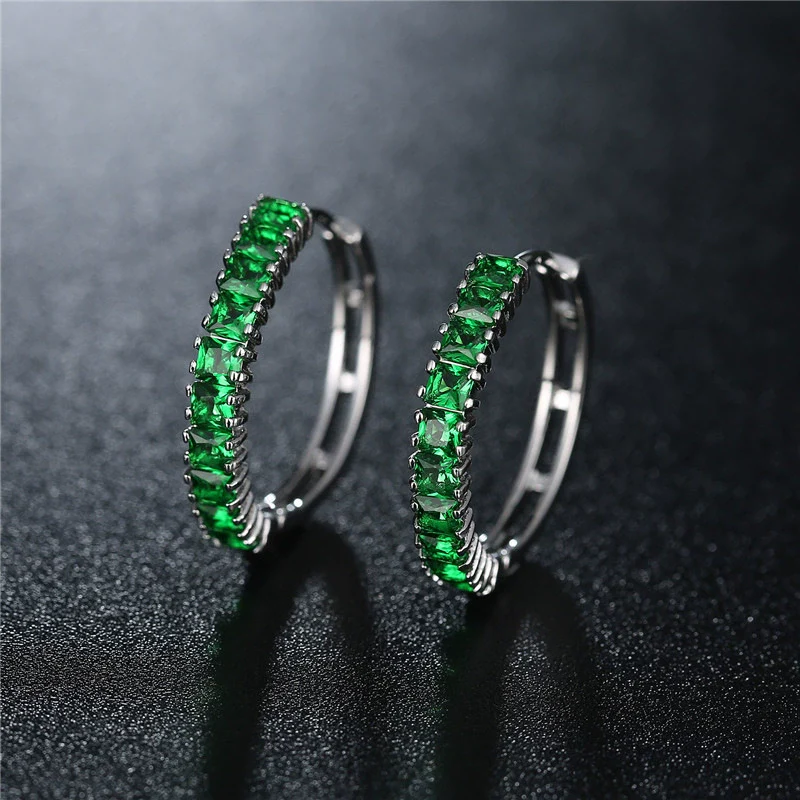 Wholesale Women's Zircon Earrings With Large Circle Shape And Single Row Crystal Featuring Flower Pattern And Electroplating Treatment - Image 3