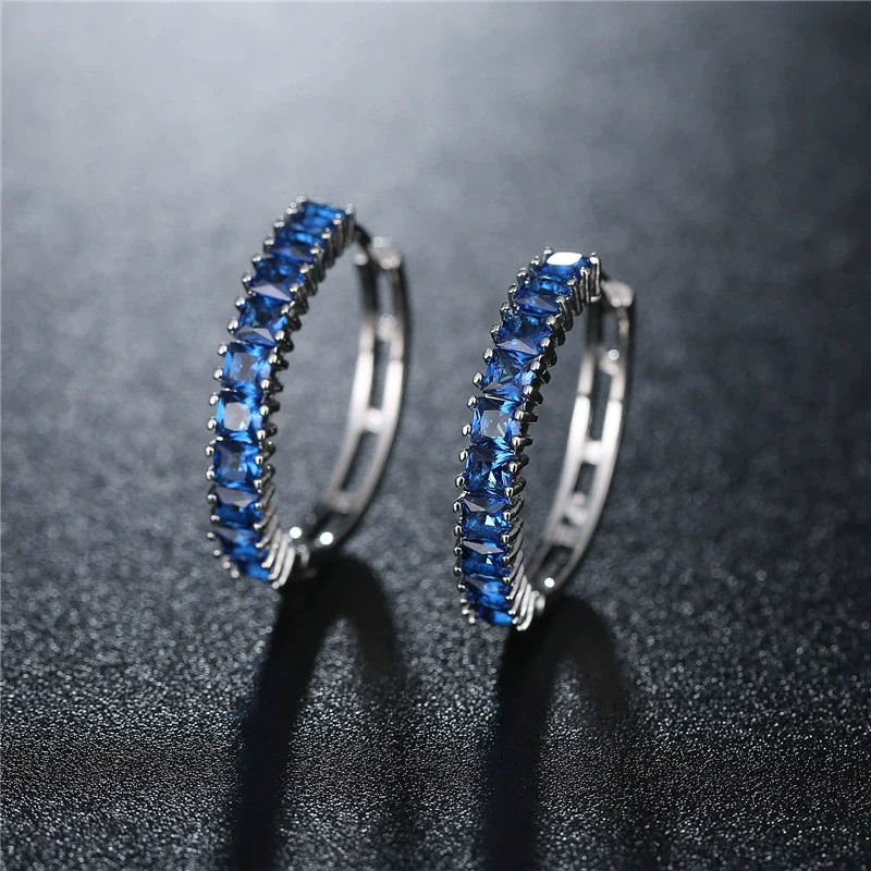 Wholesale Women's Zircon Earrings With Large Circle Shape And Single Row Crystal Featuring Flower Pattern And Electroplating Treatment - Image 4