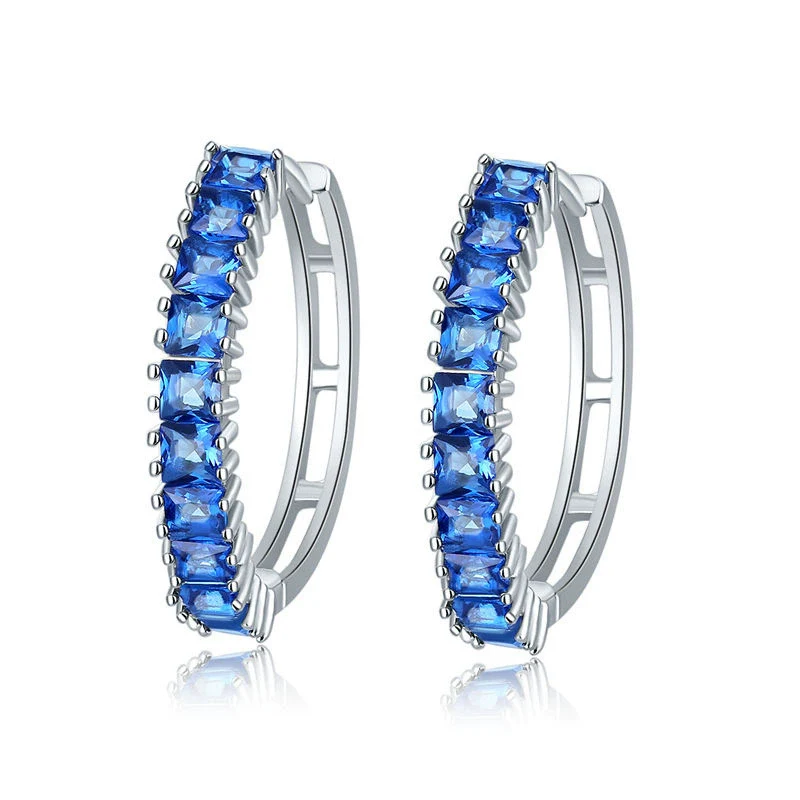 Wholesale Women's Zircon Earrings With Large Circle Shape And Single Row Crystal Featuring Flower Pattern And Electroplating Treatment - Image 6