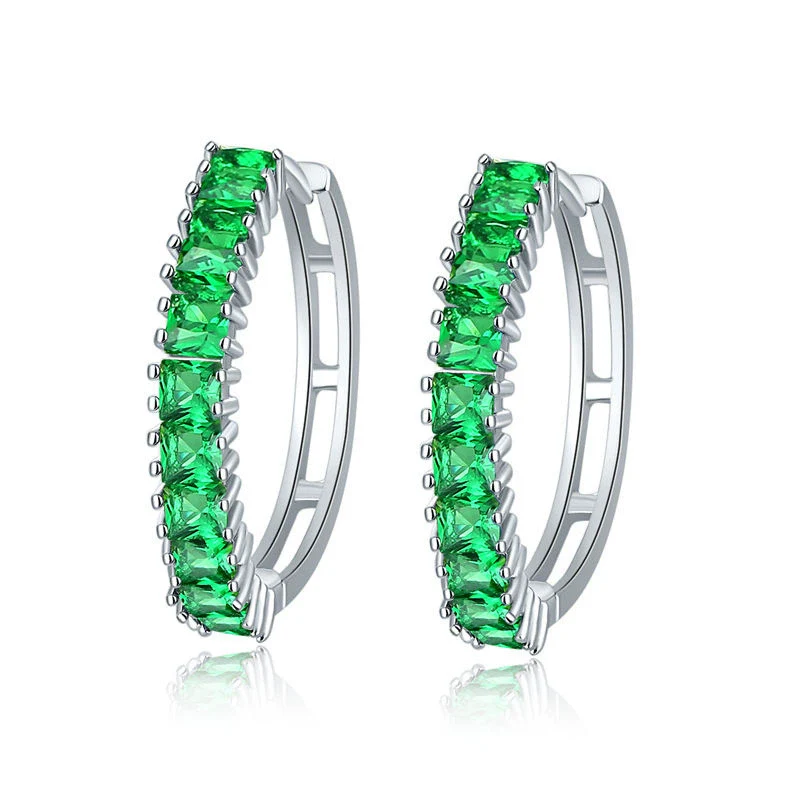 Wholesale Women's Zircon Earrings With Large Circle Shape And Single Row Crystal Featuring Flower Pattern And Electroplating Treatment - Image 8