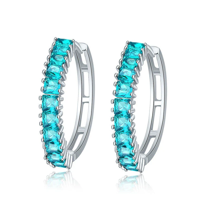 Wholesale Women's Zircon Earrings With Large Circle Shape And Single Row Crystal Featuring Flower Pattern And Electroplating Treatment - Image 9