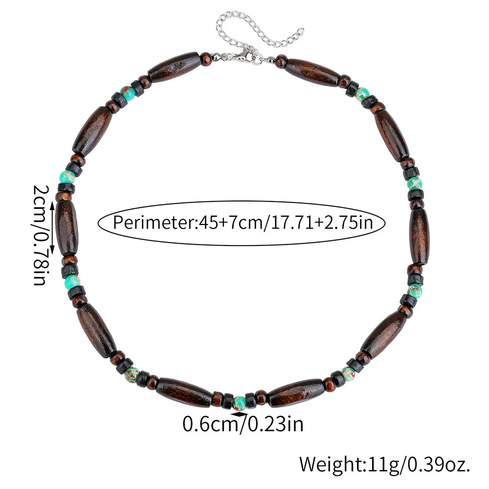 Wholesale Wooden Bead Necklace Geometric Bohemian Retro Handmade Men's - Image 5