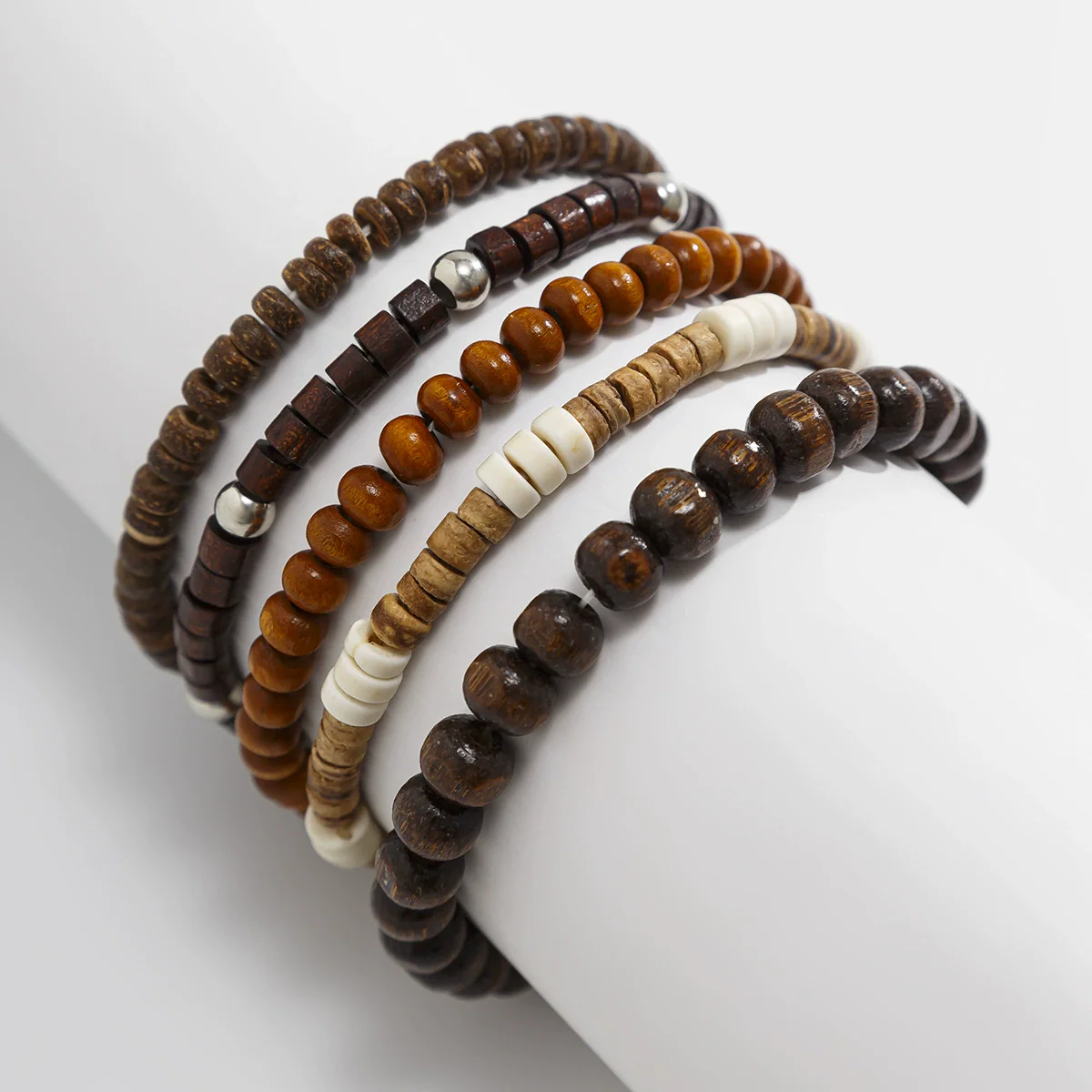 Wholesale Wooden Beaded Handmade Men's Hiphop Bracelet - Image 4