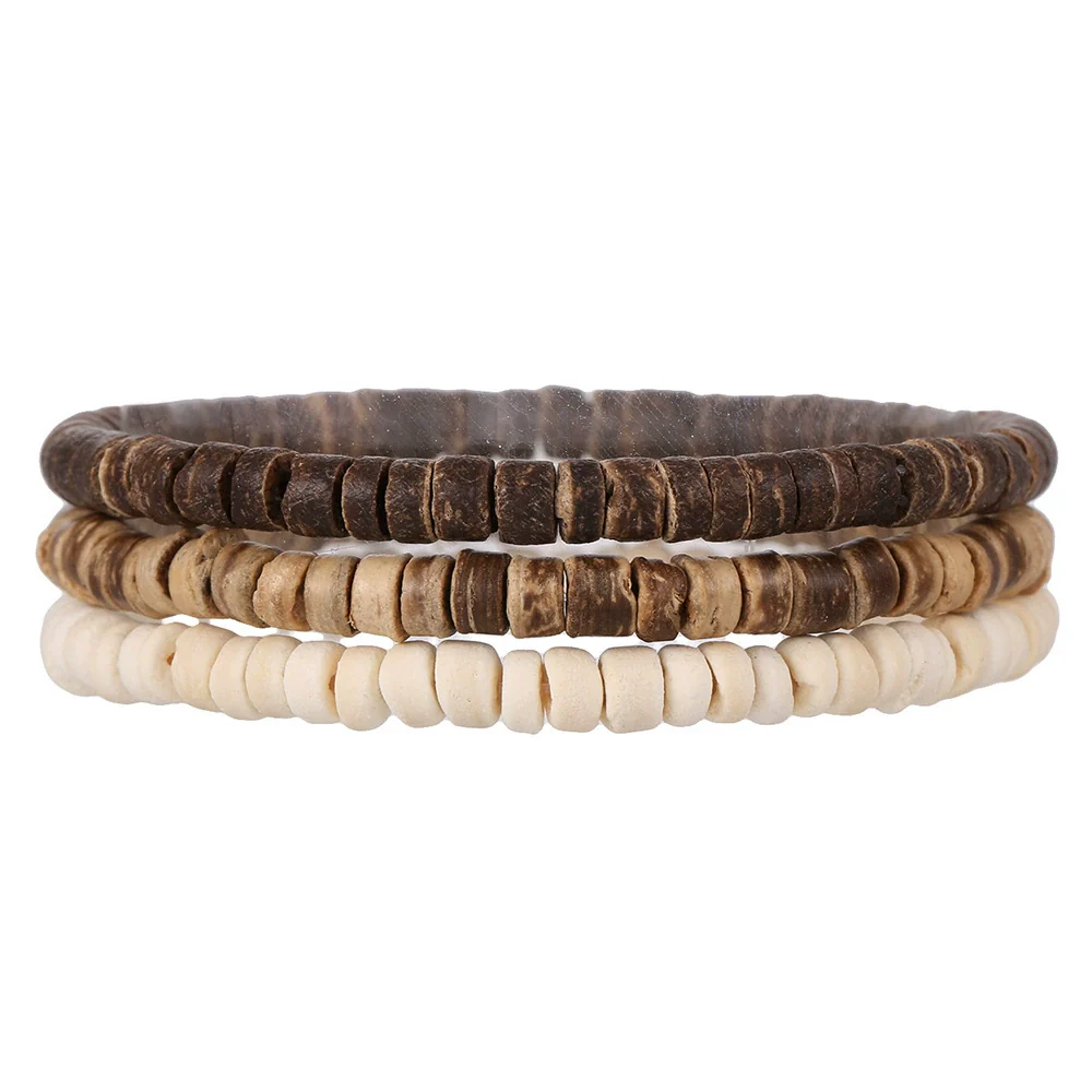 Wholesale Wooden Beads Alloy Handmade Geometric Cross Pendant Bracelet Set - Image 6