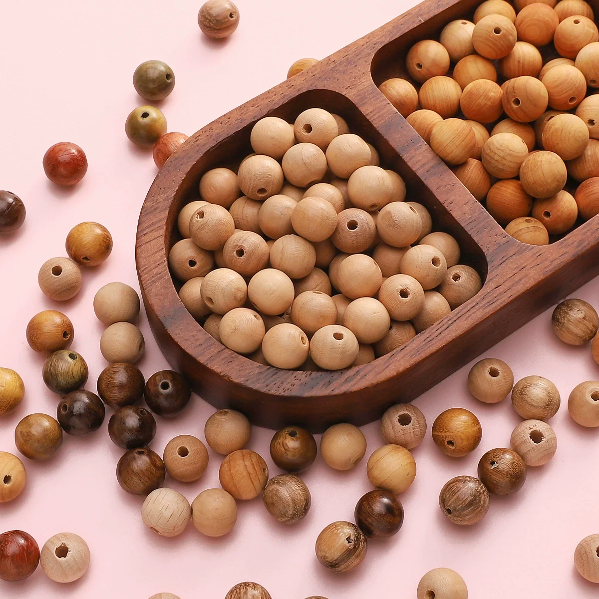 Wholesale Wooden Round Beads Antique Handmade Jewelry Bracelet Accessories With Oil Treatment And Geometric Style - Image 3