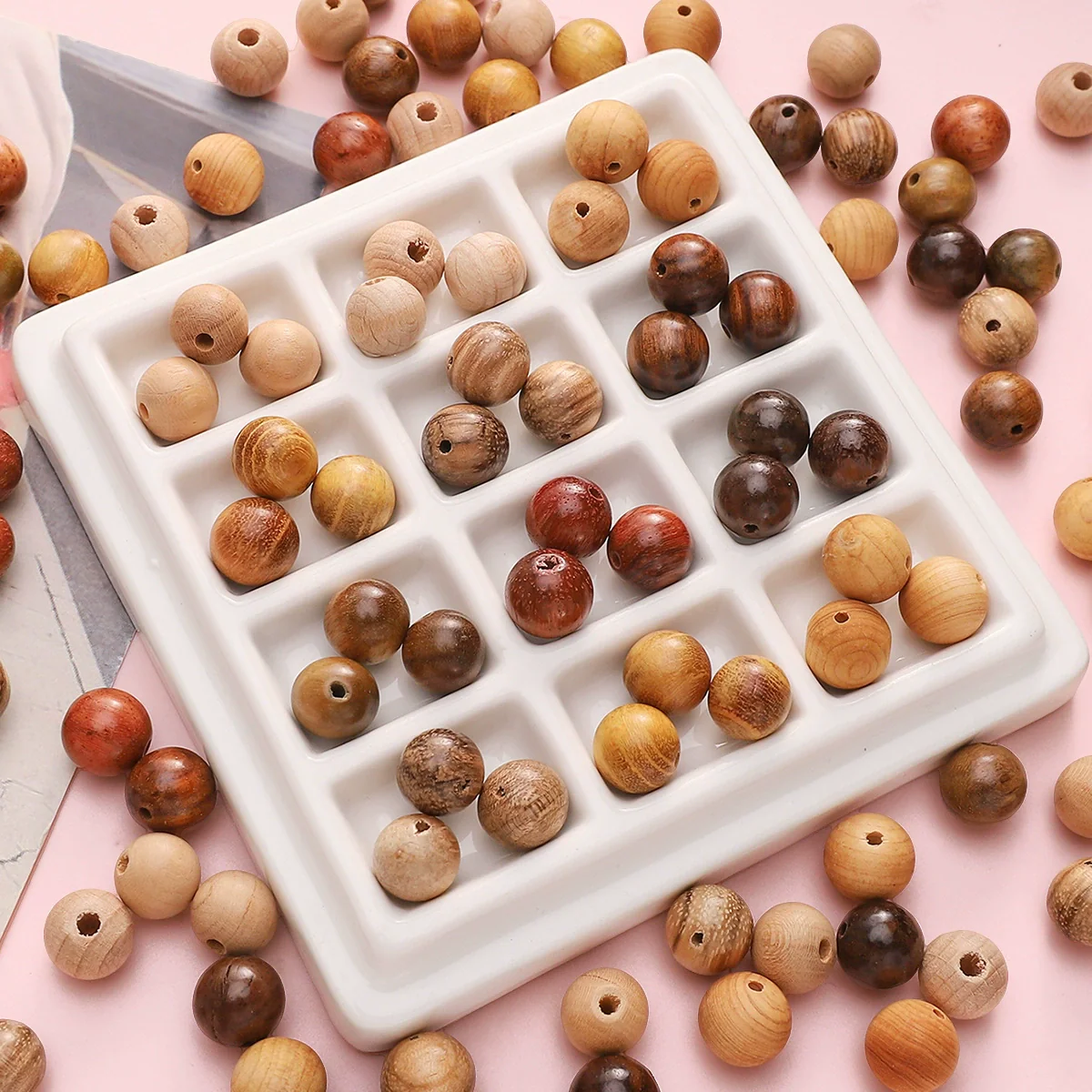 Wholesale Wooden Round Beads Antique Handmade Jewelry Bracelet Accessories With Oil Treatment And Geometric Style - Image 4