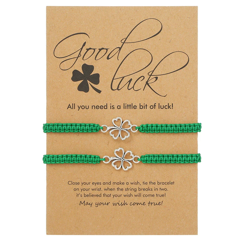 Wholesale Woven Bracelet With Fourleaf Clover Pendant Alloy Stainless Steel Titanium Steel Unisex Style - Image 3