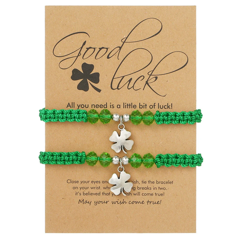 Wholesale Woven Bracelet With Fourleaf Clover Pendant Alloy Stainless Steel Titanium Steel Unisex Style - Image 5