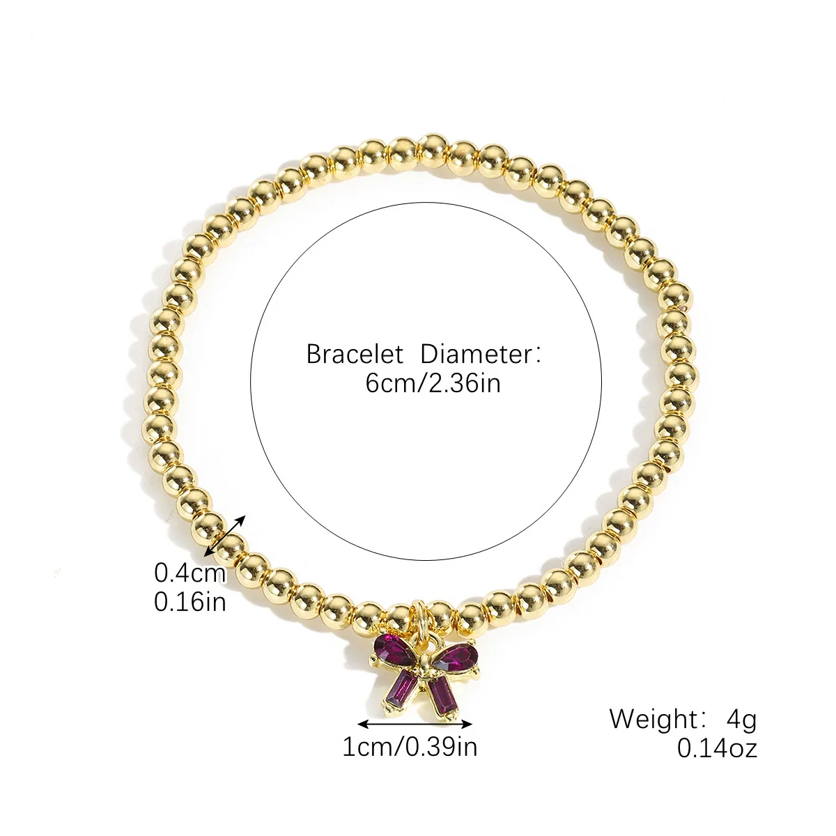 Wholesale Zinc Alloy Bow Pendant Beaded Electroplated Women's Bracelet - Image 10