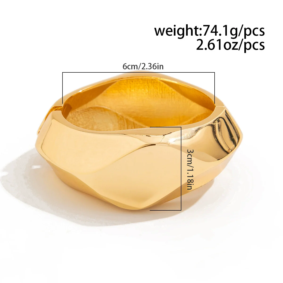 Wholesale Zinc Alloy Geometric Exaggerated Cut Electroplated Open Bracelet - Image 5