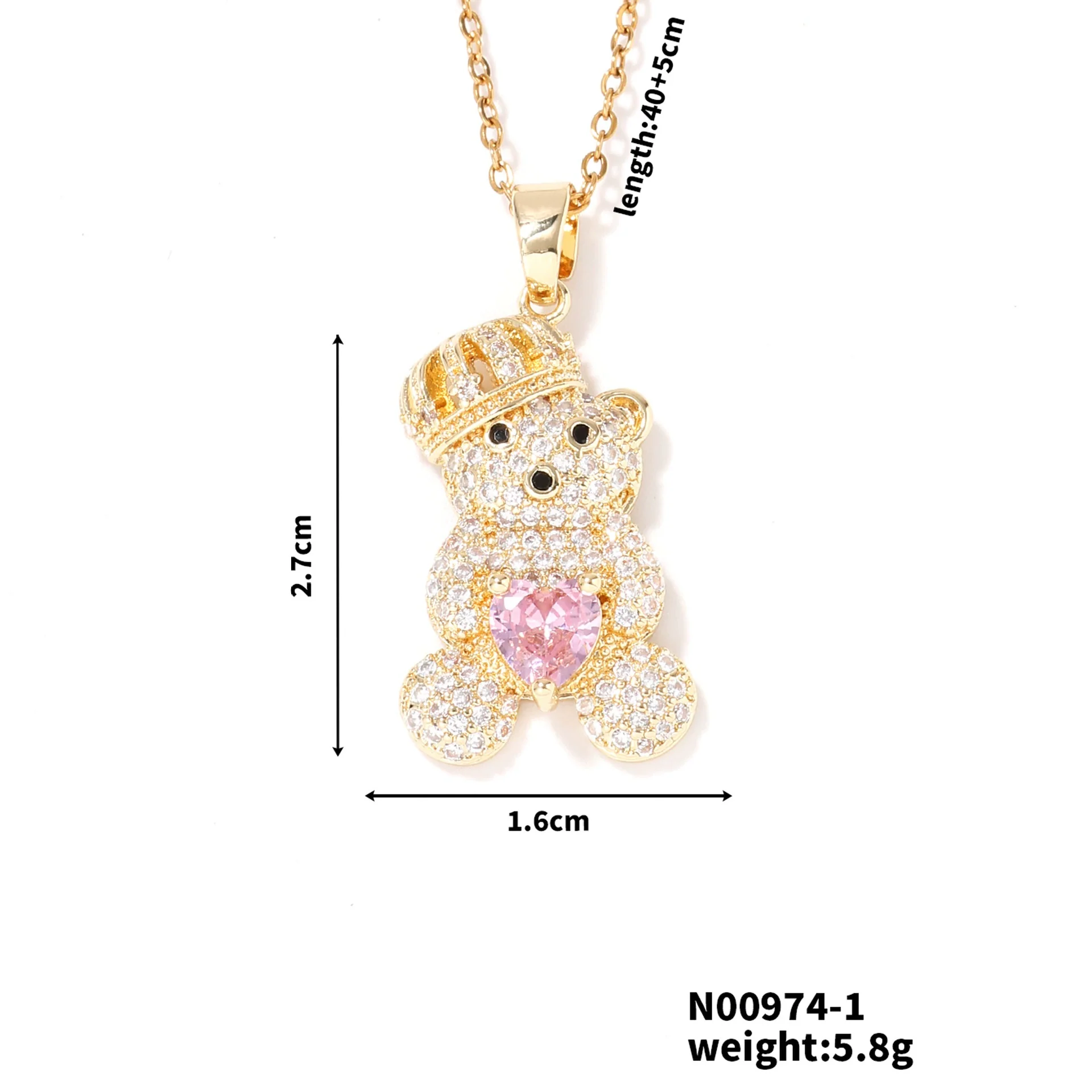 Wholesale Zircon Diamond Love Bear Pendant Jewelry Fashion Style Twisted Chain - Image 6