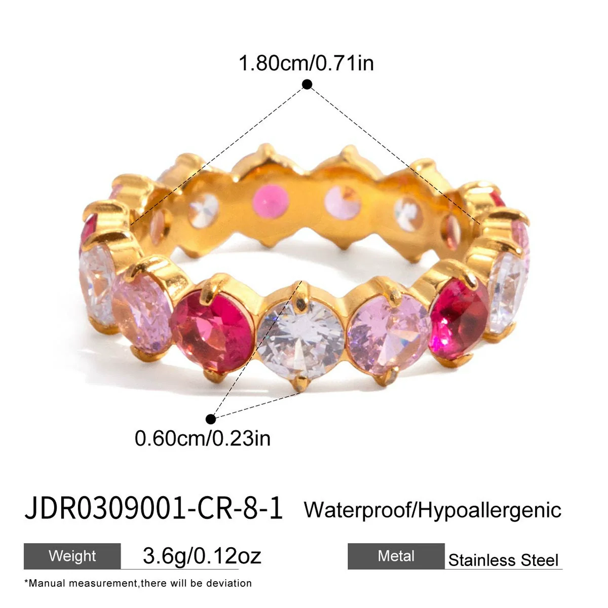 Wholesale Zircon Geometric Stainless Steel Electroplated Ring Women's Jewelry - Image 10