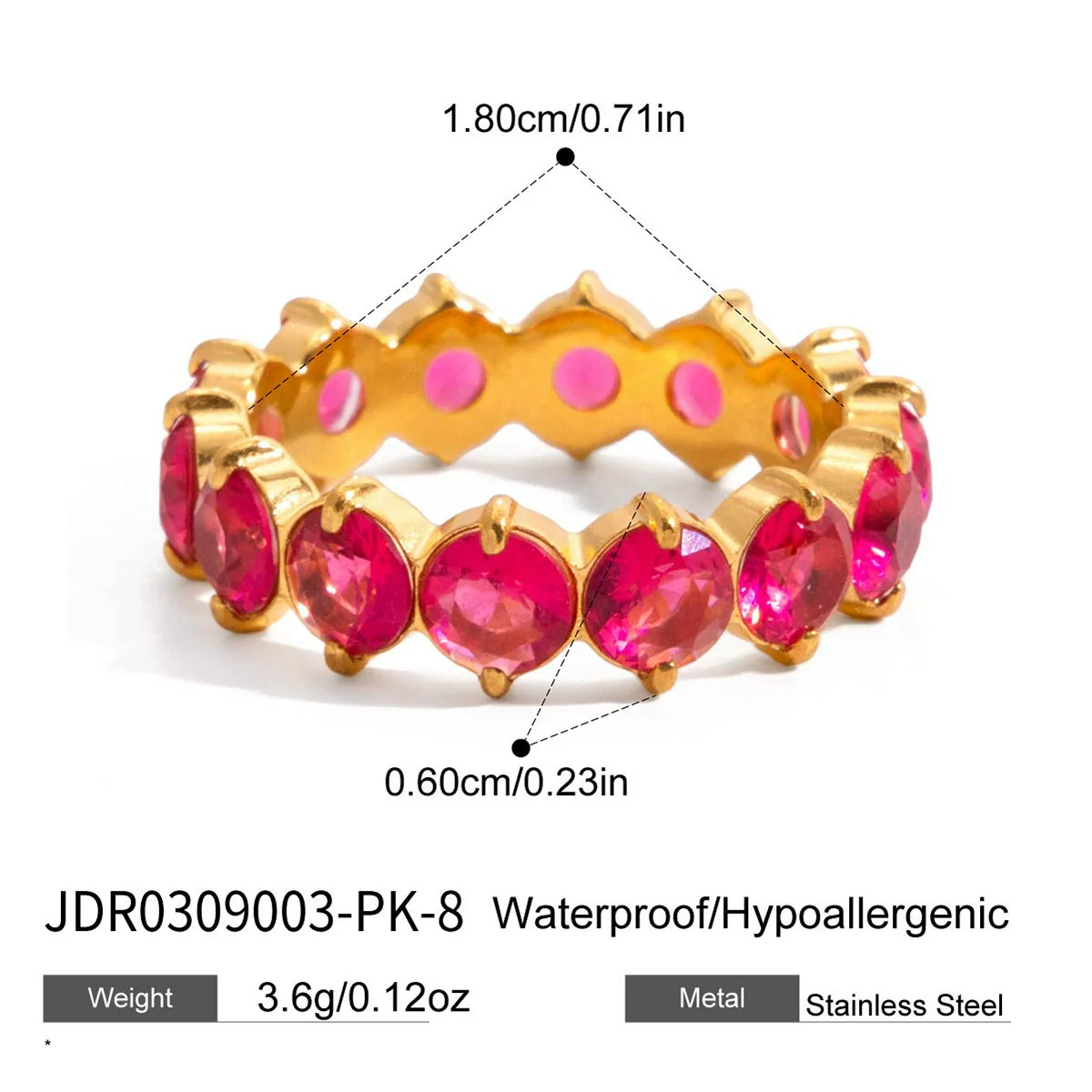 Wholesale Zircon Geometric Stainless Steel Electroplated Ring Women's Jewelry - Image 16