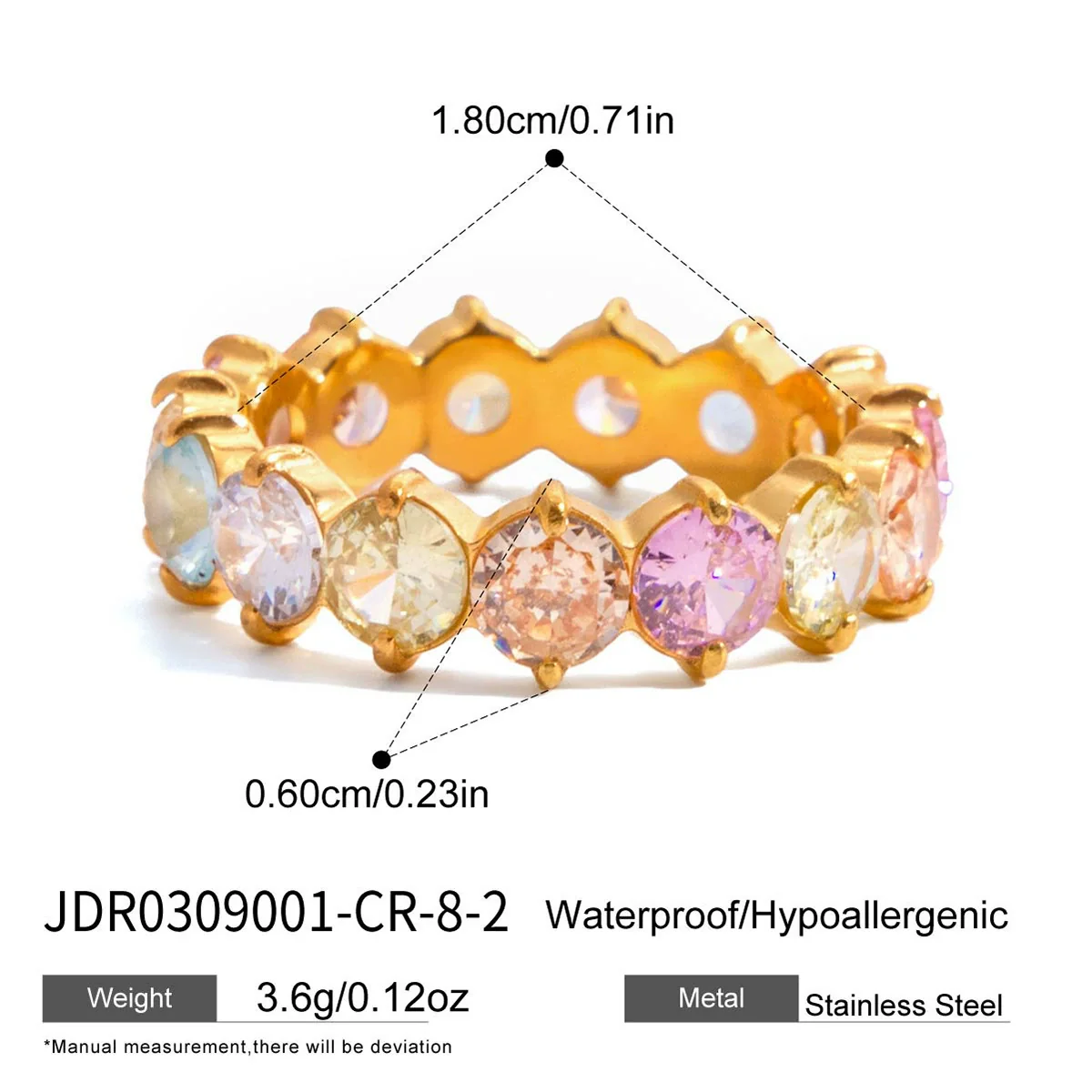 Wholesale Zircon Geometric Stainless Steel Electroplated Ring Women's Jewelry - Image 7
