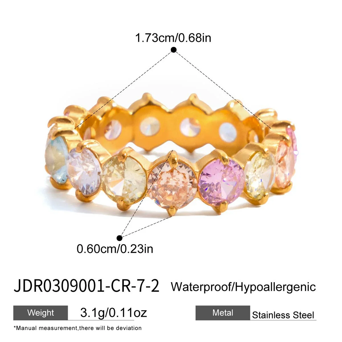 Wholesale Zircon Geometric Stainless Steel Electroplated Ring Women's Jewelry - Image 8