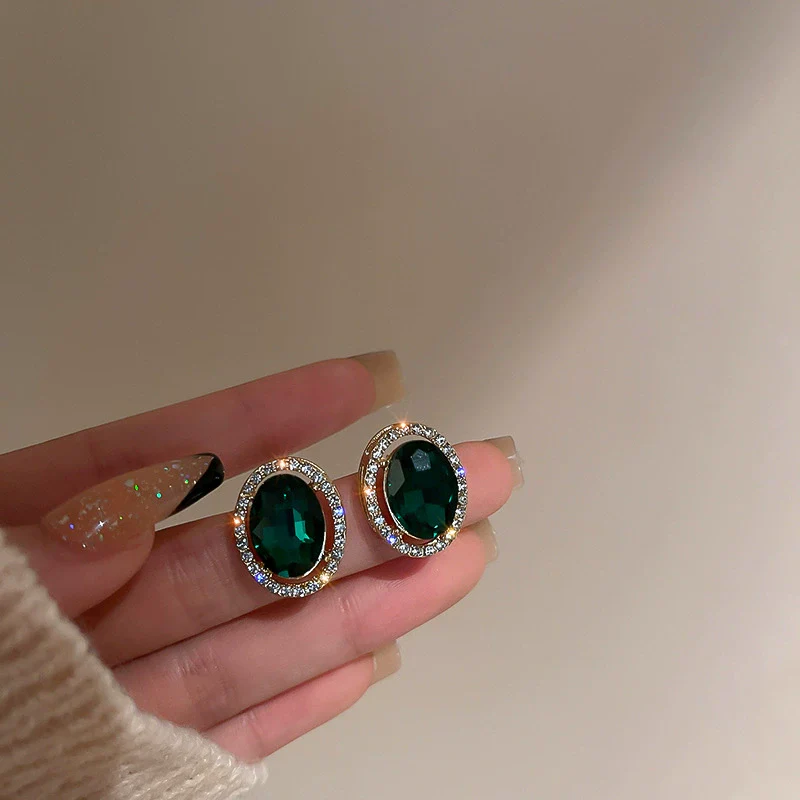 Wholesale Zircon Inlaid Geometric Silver Needle Round Bead Earrings For Women Gold Electroplated French Elegant Light Luxury Style - Image 38