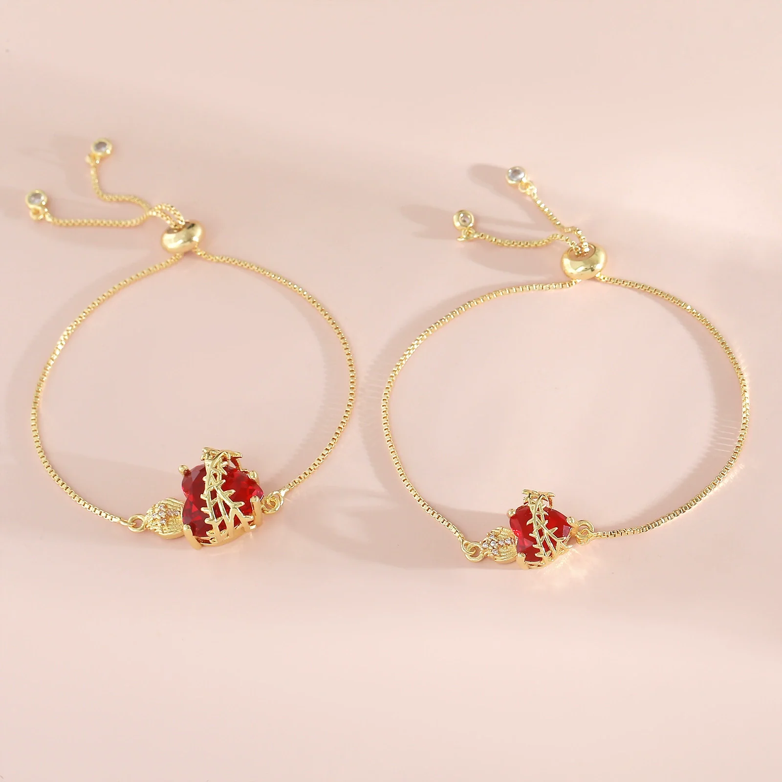 Wholesale Zircon Zirconia Retro Classic Goldplated Heartshaped Cross Bracelet For Women And Men - Image 4