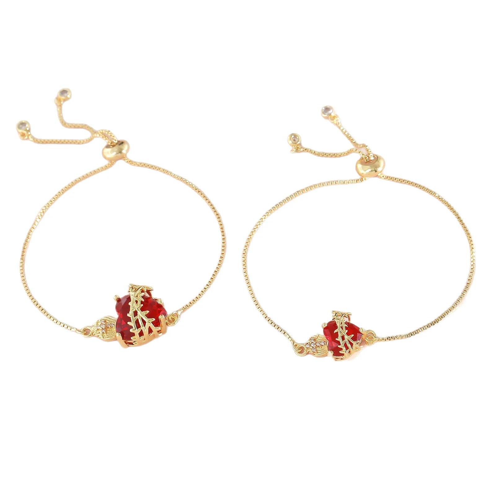 Wholesale Zircon Zirconia Retro Classic Goldplated Heartshaped Cross Bracelet For Women And Men - Image 5