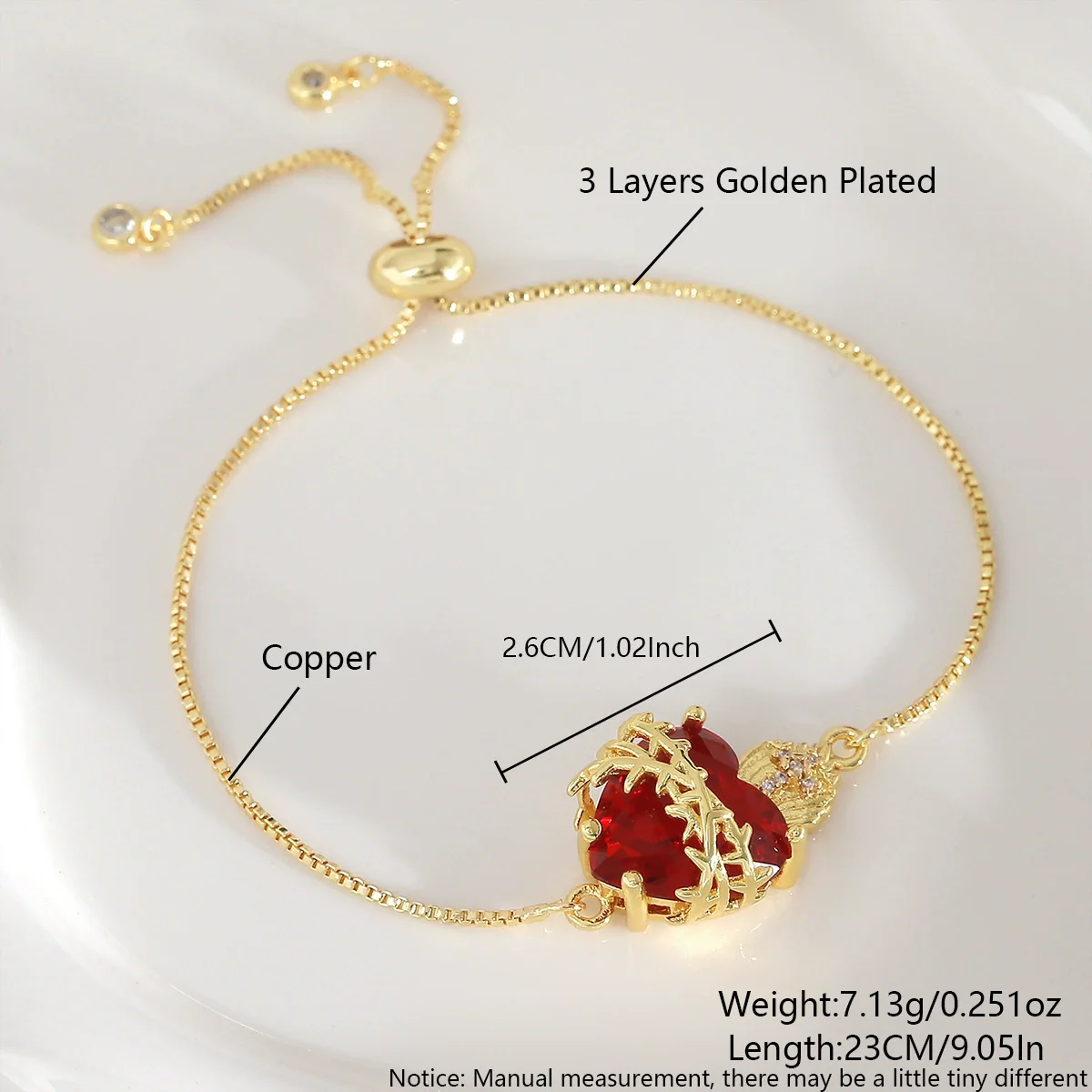 Wholesale Zircon Zirconia Retro Classic Goldplated Heartshaped Cross Bracelet For Women And Men - Image 7