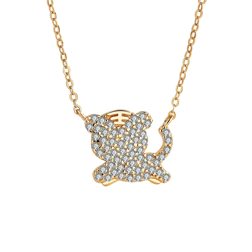 Wholesale Zodiac Necklace Women's Sterling Silver Rose Gold Plated Tiger Pendant Clavicle Chain - Image 5