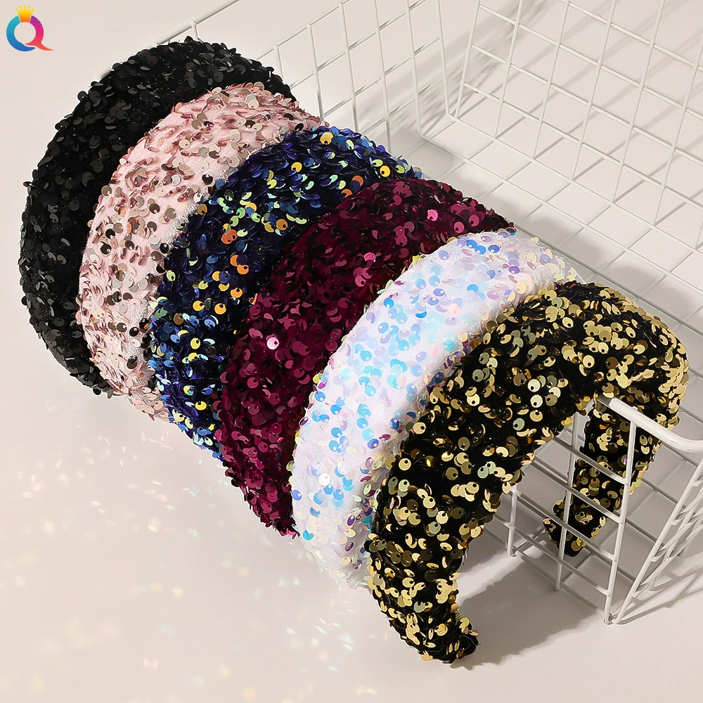 Widebrimmed Sequin Cloth Handmade Headband Women's Hair Accessories