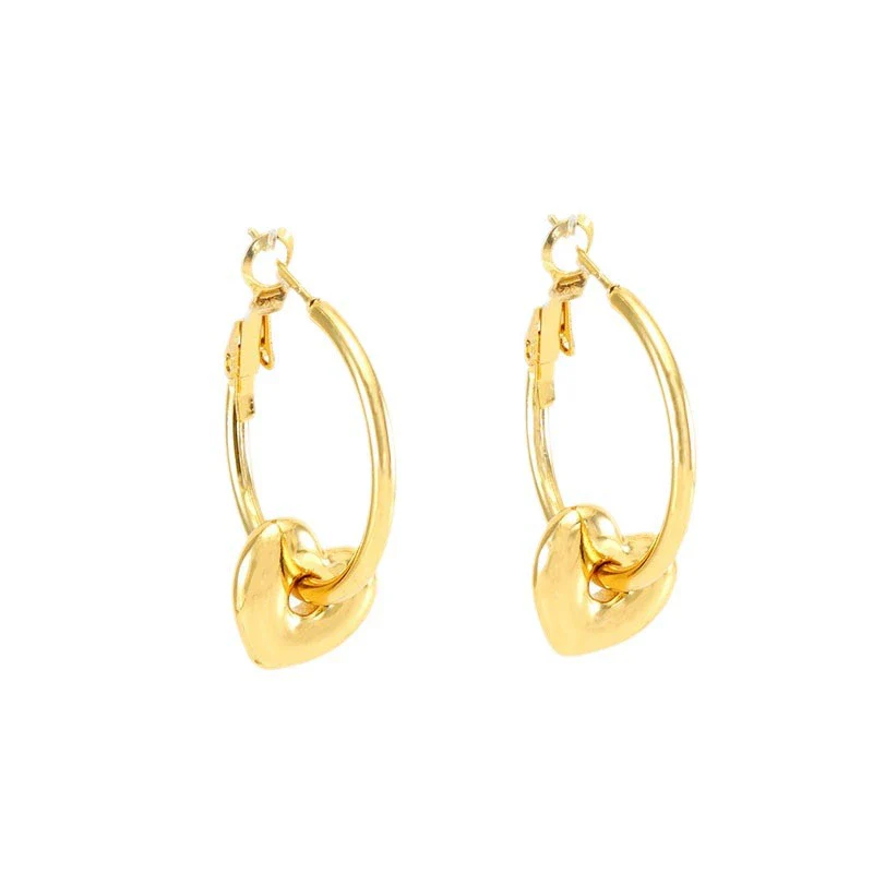 Women 316L Stainless Steel 18K Gold Electroplated Peach Heart And Star Earrings - Image 5