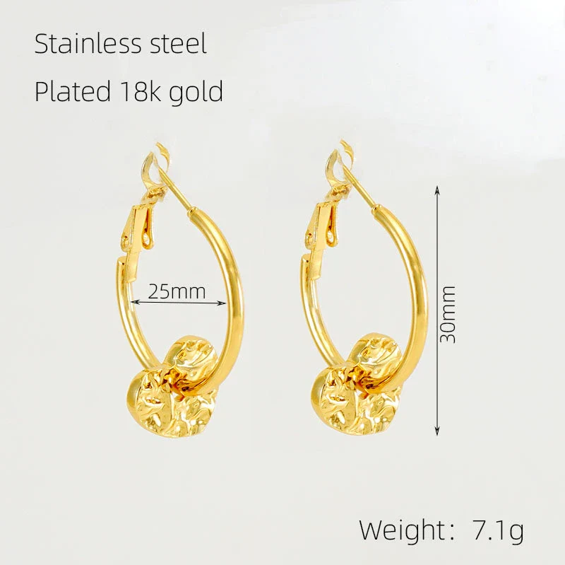 Women 316L Stainless Steel 18K Gold Electroplated Peach Heart And Star Earrings - Image 9