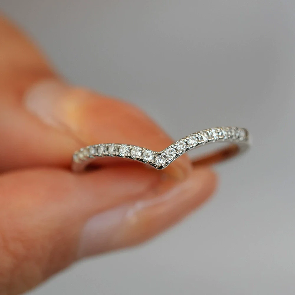 Women's 925 Silver Imitation Stone Ring Set With Ushape Design - Image 4