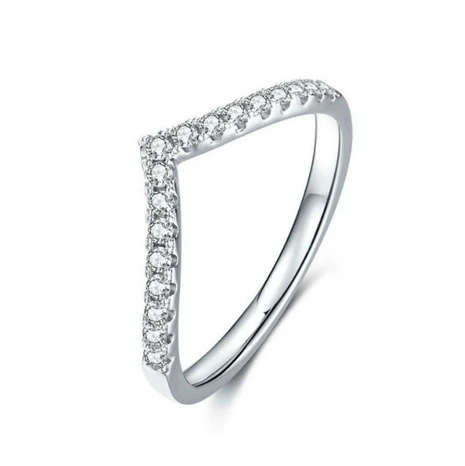 Women's 925 Silver Imitation Stone Ring Set With Ushape Design - Image 5