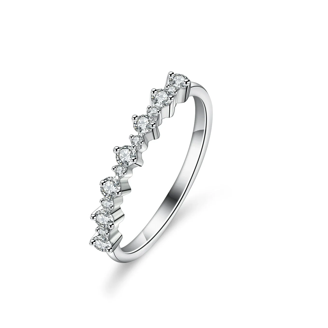 Women's 925 Silver Moissanite Ring With Flower Pattern And Diamond Inlay