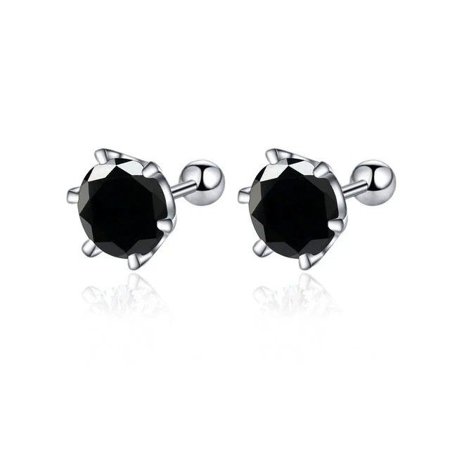 Women's 925 Sterling Silver Classic Round Moissanite Claw Screw Earrings Plated Pt950 Gold - Image 14