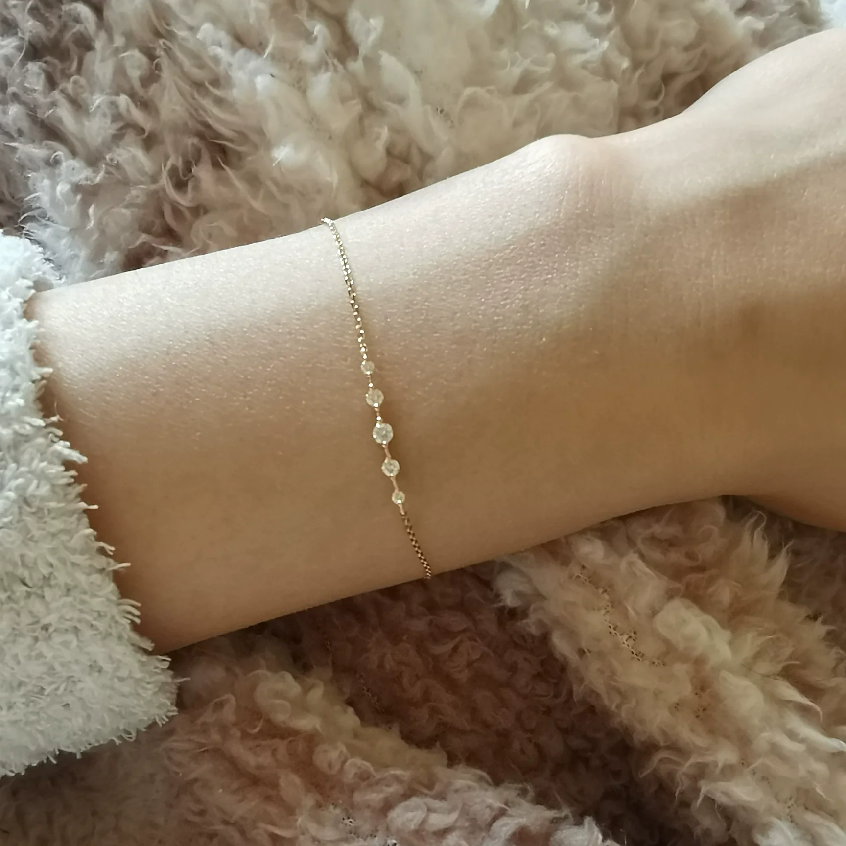 Women's 925 Sterling Silver Diamond Geometric Bracelet With 14K Gold Plating