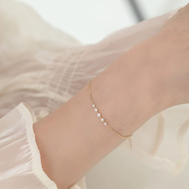 Women's 925 Sterling Silver Diamond Geometric Bracelet With 14K Gold Plating - Image 4