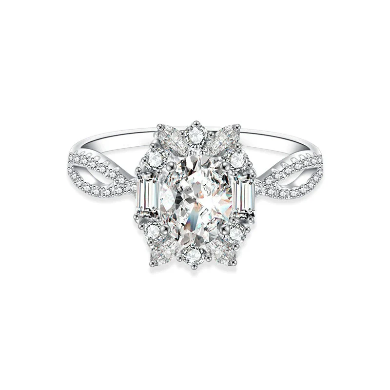 Women's 925 Sterling Silver Ushape Mosan Diamond Ring With Electroplating - Image 4