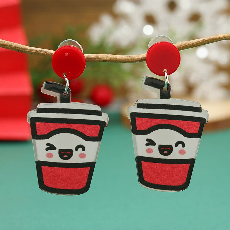 Women's Acrylic Earrings With Cartoon Character And Geometric Patterns For Festival - Image 6
