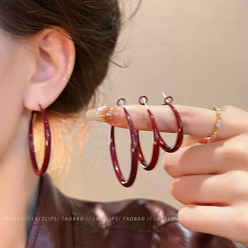 Women's Alloy 925 Silver Geometric Hoop Earrings With Electroplating - Image 3
