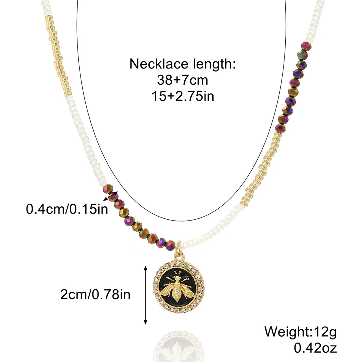Women's Alloy And Artificial Crystal Beaded Necklace Handmade With Honeybee Animals Pattern And Electroplating Treatment - Image 6